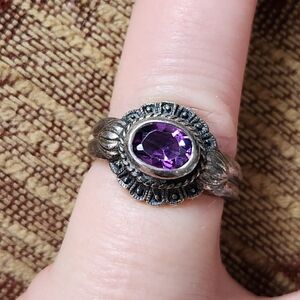 Elegant Silver 925 and Amethyst Ring Size 6